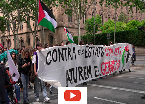 Acceso a la noticia de la manifestación de estudiantes en Barcelona, el 15 de mayo, INÈDIT Agencia